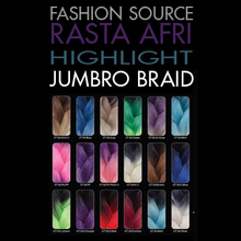 Fashion Source Rasta Afri Highlight Jumbo Braid extensions colours
